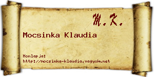 Mocsinka Klaudia névjegykártya